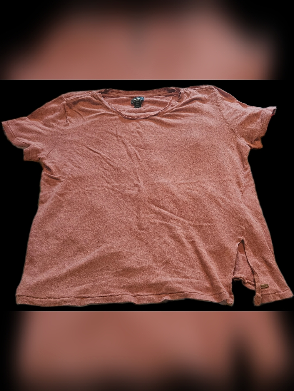Soft Pink Crewneck Tee with Side Slit